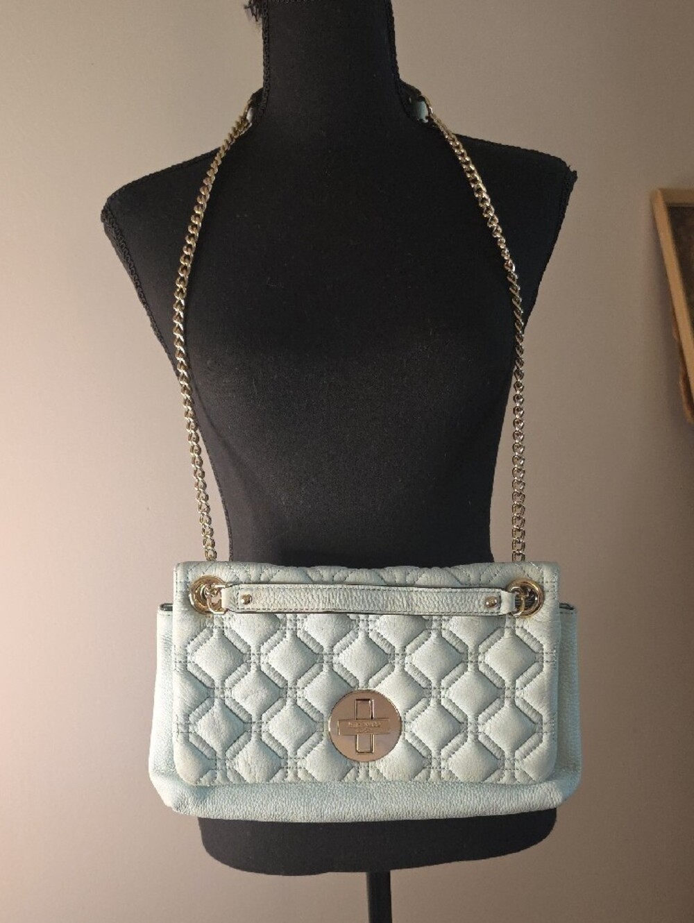 kate spade Quilted Pale Blue Shoulder Bag with Gold Hardware - Picture 2 of 13